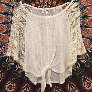 Sheer white lace sleeve top